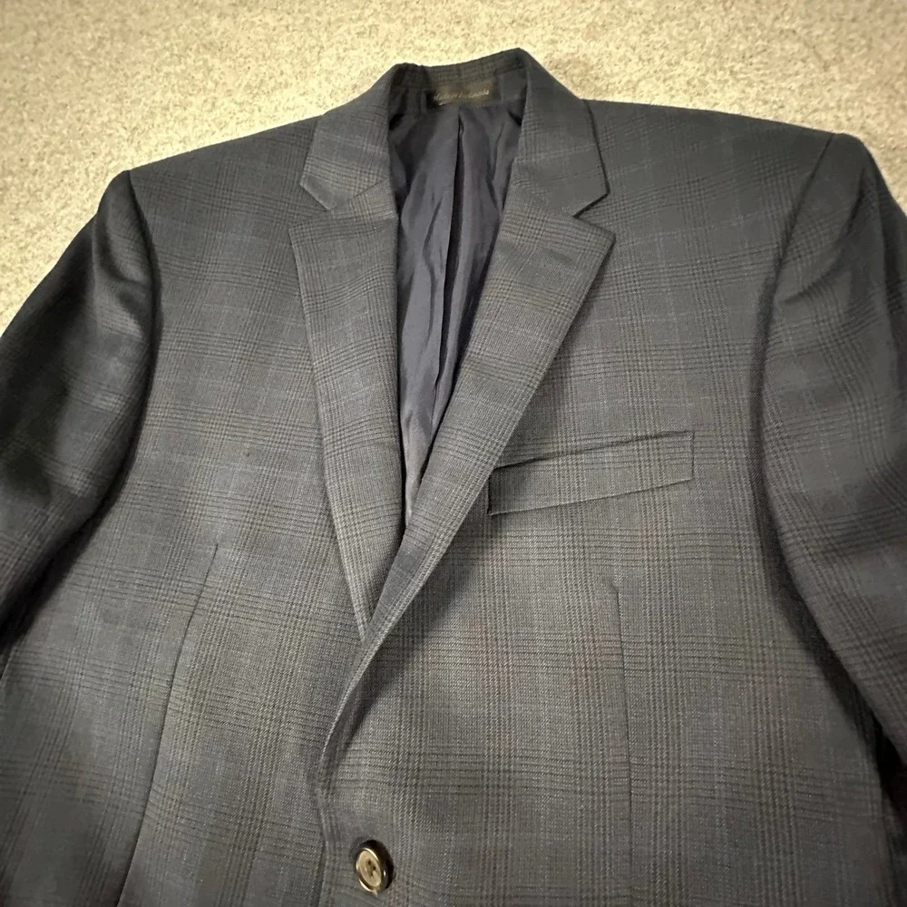 Lauren Ralph Lauren Blazer Mens 40R Blue Plaid Two Button Wool Blend